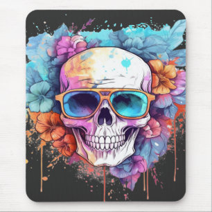 Floral Skull Shades Mouse Mat