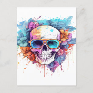 Floral Skull Shades Postcard