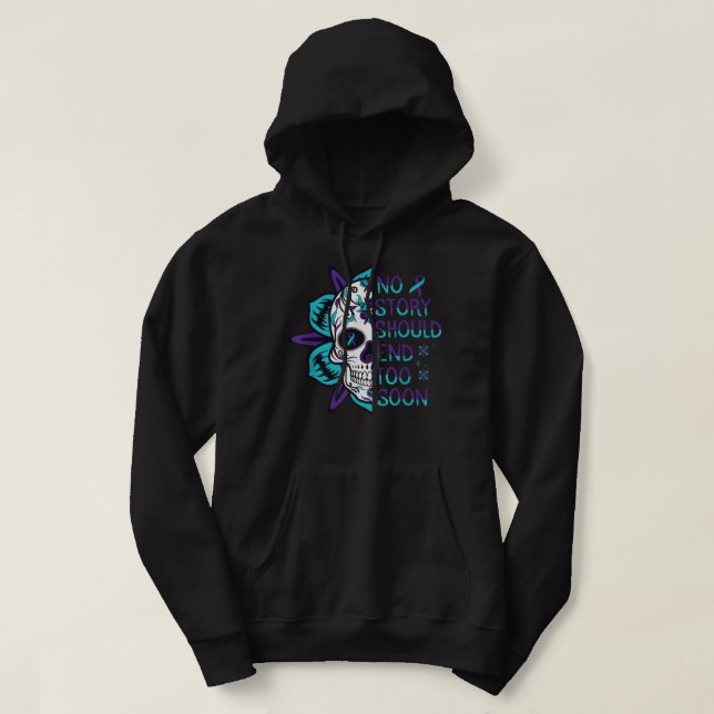 Floral Skull Suicide Awareness Mental Health  Hoodie (Design Front)