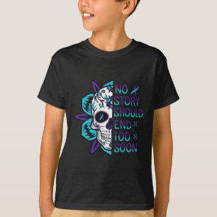 Floral Skull Suicide Awareness Mental Health T-Shirt