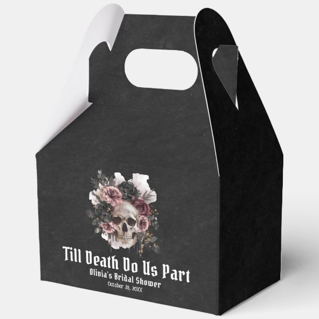 Floral Skull Till Death Do Us Part Bridal Shower Favour Box (Front)