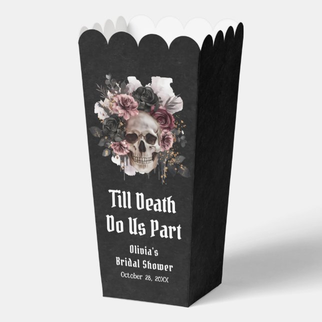 Floral Skull Till Death Do Us Part Bridal Shower Favour Box (Front)