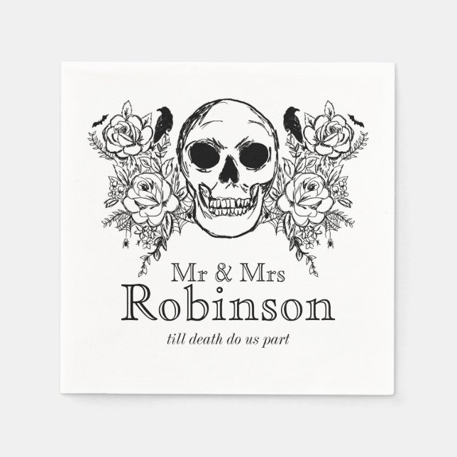 Floral skull till death do us part napkin (Front)