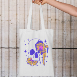 Floral Skull Tote Bag