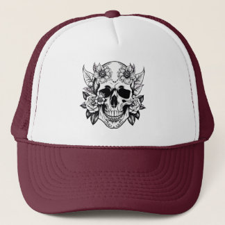 Floral Skull Trucker Hat