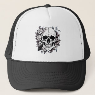 Floral Skull Trucker Hat