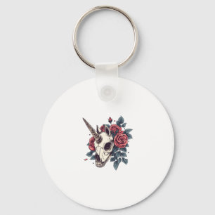Floral Skull Unicorn (1) Key Ring