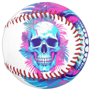 Floral Skull Vaporwave  Softball