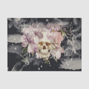 Floral Skull Watercolor Decoupage Tissue Paper