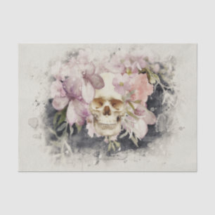 Floral Skull Watercolor Decoupage Tissue Paper