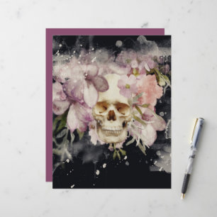 Floral Skull Watercolor Scrapbook Paper