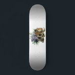Floral Skull with Crown Skateboard<br><div class="desc">This design may be personalized by choosing the customize option to add text or make other changes. If this product has the option to transfer the design to another item, please make sure to adjust the design to fit if needed. Contact me at colorflowcreations@gmail.com if you wish to have this...</div>