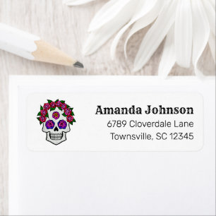 Floral Skull with Roses Return Address