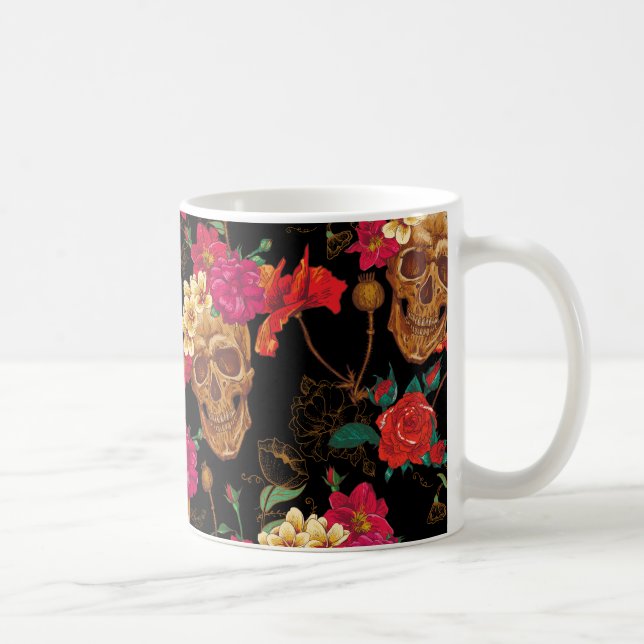 floral Skulls Coffee Mug (Right)