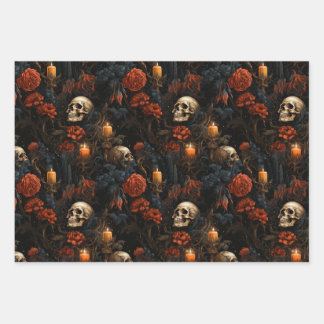 floral skulls collection wrapping paper