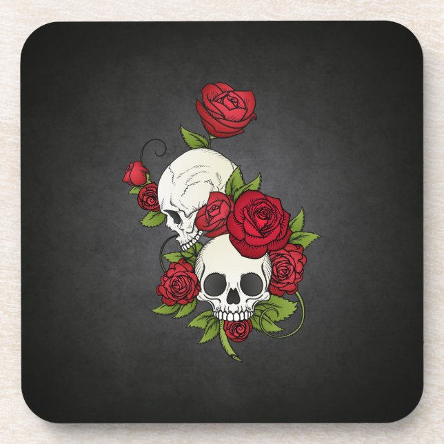 Floral Skulls Dia de los Muertos | Coaster (Front)