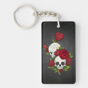 Floral Skulls Dia de los Muertos Keychain
