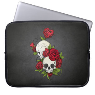 Floral Skulls Dia de los Muertos Laptop Sleeve