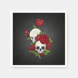 Floral Skulls Dia de los Muertos Napkin