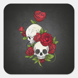 Floral Skulls Dia de los Muertos   Sticker