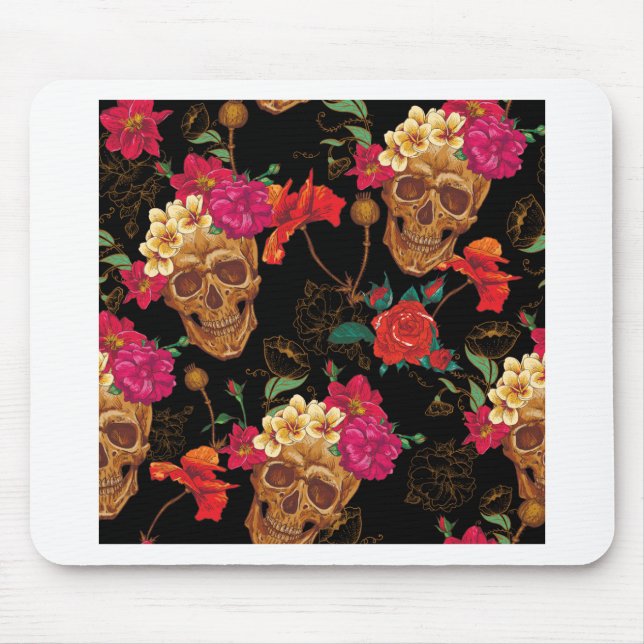 floral Skulls Mouse Mat (Front)