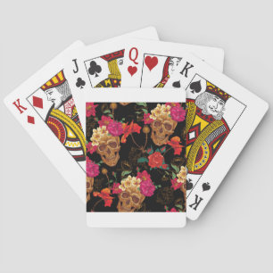 floral Skulls Playing Cards