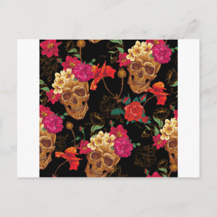 floral Skulls Postcard
