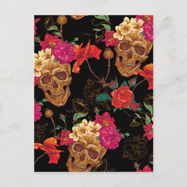 floral Skulls Postcard (Front)
