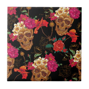 floral Skulls Tile