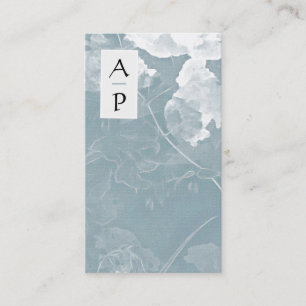 *~* Floral Slate Blue Flowers Colour QR Logo Photo Business Card