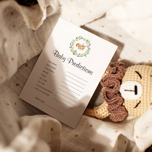 Floral Sleeping Deer Baby Shower Predictions Game