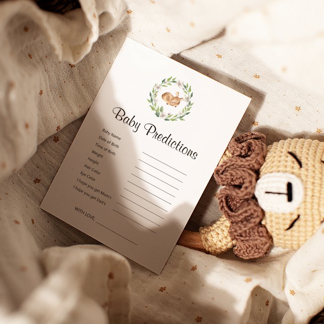 Floral Sleeping Deer Baby Shower Predictions Game (Creator Uploaded)