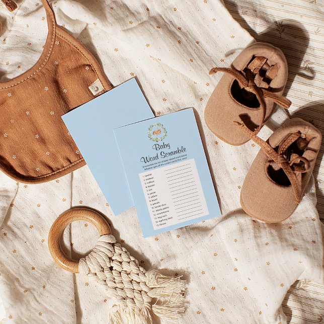 Floral Sleeping Deer Boy Baby Word Scramble Game Flyer (Creator Uploaded)