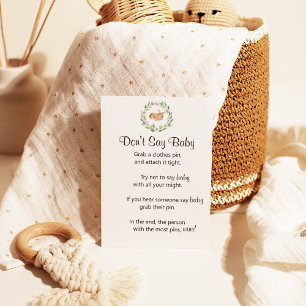 Floral Sleeping Deer "Don't Say Baby" Shower Game Poster