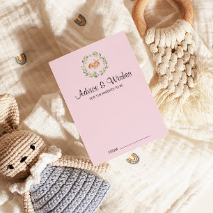 Floral Sleeping Deer Girl Baby Shower Advice Cards