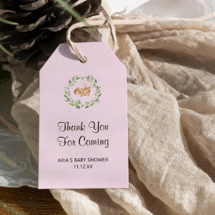 Floral Sleeping Deer Girl Baby Shower Favour Gift Tags
