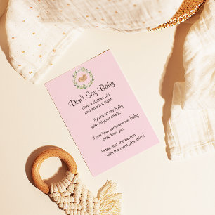 Floral Sleeping Deer Girl "Don't Say Baby" Game Poster