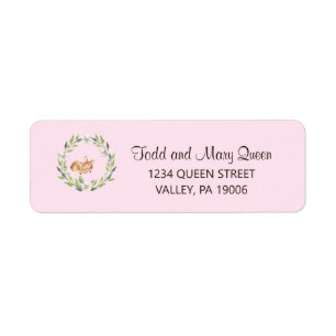 Floral Sleeping Deer Girl Return Address Labels