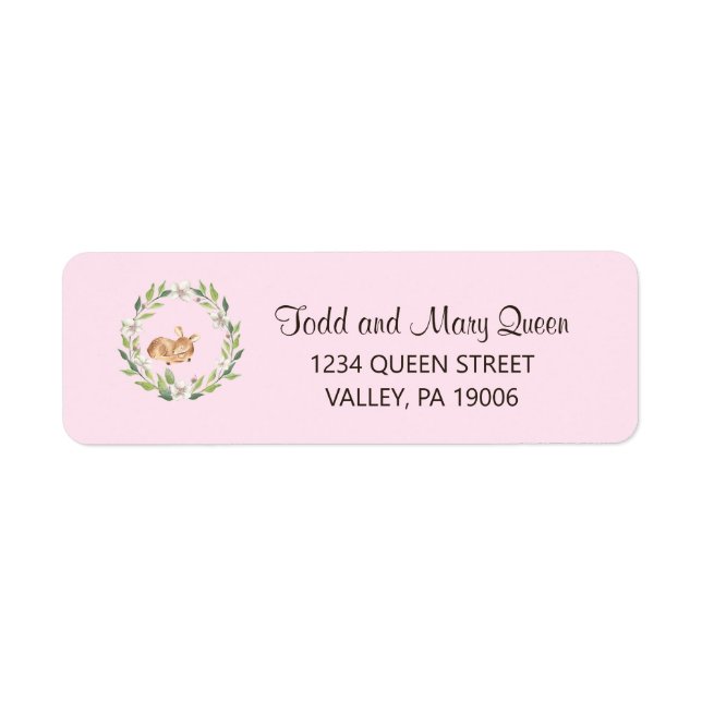 Floral Sleeping Deer Girl Return Address Labels (Front)