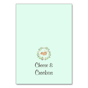 Floral Sleeping Deer Green Buffet Food Labels Table Number