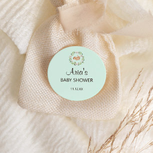 Floral Sleeping Deer on Green Shower Envelope Seal