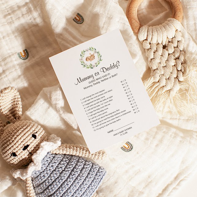 Floral Sleeping Deer Shower Mummy or Daddy Game Flyer (Creator Uploaded)