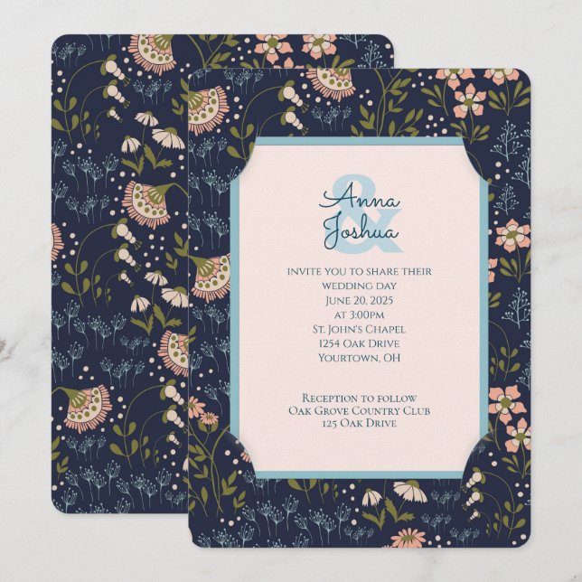 Floral Slit Frame wedding invitation (Front/Back)