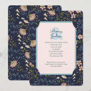 Floral Slit Frame wedding invitation