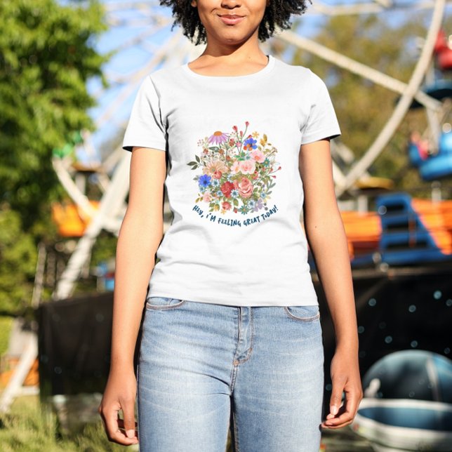 Floral & Slogan Graphic T-Shirt (Creator Uploaded)