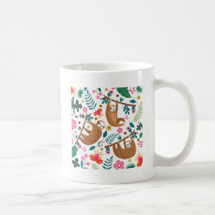floral sloth coffee mug