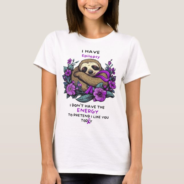 Floral Sloth Epilepsy Awareness Shirt, Epilepsy T-Shirt (Front)