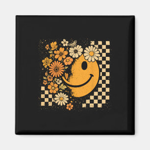 Floral Smile Face Halloween Spooky Vibes Women Tee Magnet