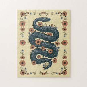 Floral snake (blue) jigsaw puzzle
