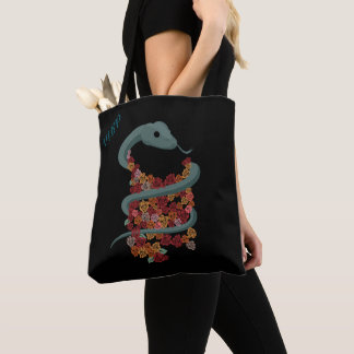 Floral Snake Wrap - Your Initials Tote Bag